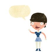 cartoon woman with idea speech bubble N30