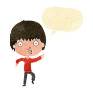 cartoon impressed boy pointing with speech bubble N2