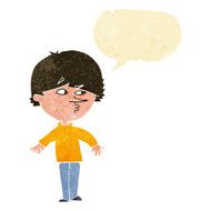 cartoon suspicious man looking over shoulder with speech bubble N2