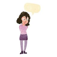 cartoon confused woman with speech bubble N13