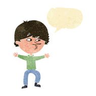 cartoon suspicious man with speech bubble N8
