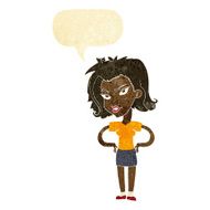 cartoon woman with hands on hips speech bubble N29