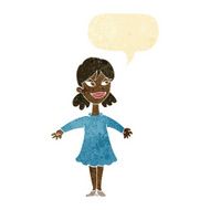 cartoon woman with open arms speech bubble N11