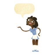cartoon waitress serving with speech bubble