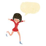 cartoon woman kicking off sock with speech bubble N2