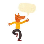 cartoon happy fox man with speech bubble N4