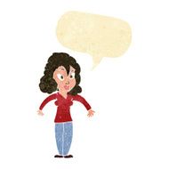 cartoon woman shrugging shoulders with speech bubble N60