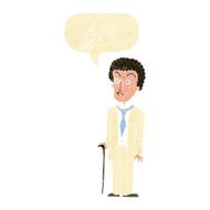 cartoon unhappy gentleman with speech bubble N2