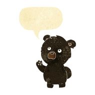 cartoon waving black bear with speech bubble N11