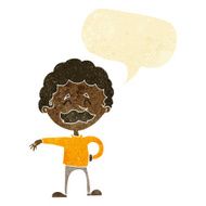 cartoon man making camp gesture with speech bubble N3