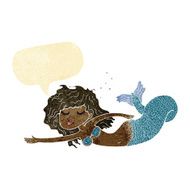 cartoon mermaid with speech bubble N9