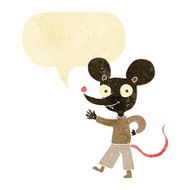 cartoon waving mouse with speech bubble