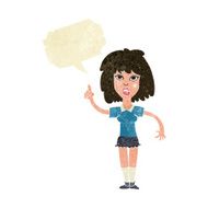 cartoon tough woman with idea speech bubble N2