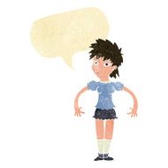 cartoon curious woman with speech bubble N7