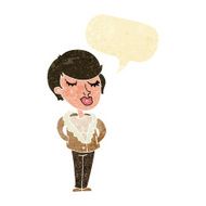 cartoon cool relaxed woman with speech bubble N2