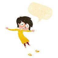cartoon crazy excited girl with speech bubble