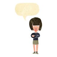 cartoon annoyed woman with speech bubble N26