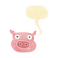 cartoon pig face with speech bubble N2