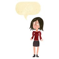 cartoon woman shrugging shoulders with speech bubble N61