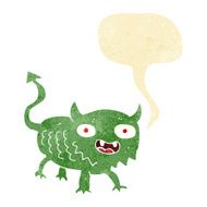 cartoon little demon with speech bubble N6