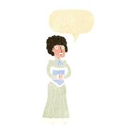 cartoon shocked victorian woman with speech bubble N2