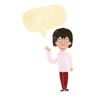 cartoon shocked woman waving hand with speech bubble N2
