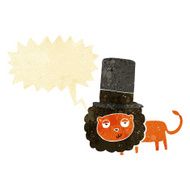 cartoon lion in top hat with speech bubble N2