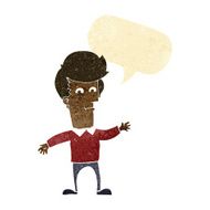 cartoon waving man with speech bubble N5