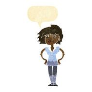 cartoon woman with hands on hips speech bubble N31