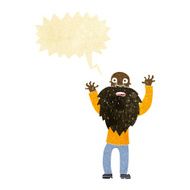 cartoon frightened old man with beard speech bubble