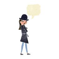 cartoon female spy with speech bubble N4