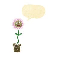 cartoon flower with face speech bubble N4