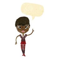 cartoon woman with idea speech bubble N32