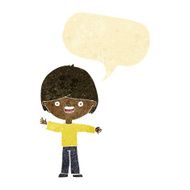 Cartoon happy boy with speech bubble N20