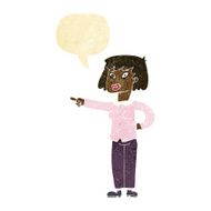 cartoon woman pointing with speech bubble N23