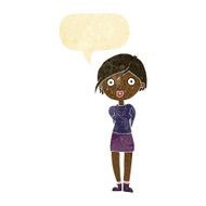 cartoon surprised girl with speech bubble N3
