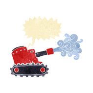 cartoon army tank with speech bubble
