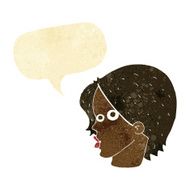cartoon female face with speech bubble N20