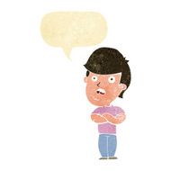 cartoon disappointed man with speech bubble