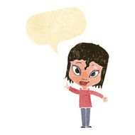 cartoon woman with idea speech bubble N34