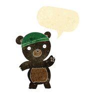 cute cartoon black bear with speech bubble N3