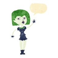 cartoon pretty vampire girl with speech bubble N4