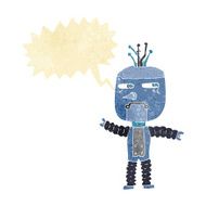 cartoon waving robot with speech bubble N3