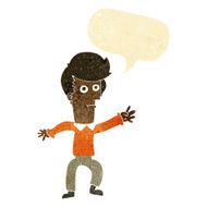 cartoon man waving with speech bubble N2