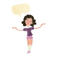 cartoon woman taking praise with speech bubble N2