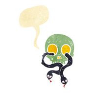 cartoon skull with snakes speech bubble