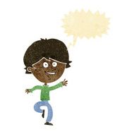 cartoon happy waving boy with speech bubble N2