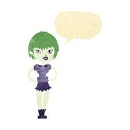 cartoon pretty vampire girl with speech bubble N5