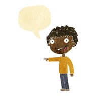 cartoon happy boy laughing with speech bubble