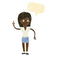 cartoon woman with idea speech bubble N35